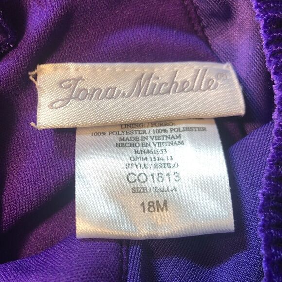 Floral Chiffon & Velvet Dress with crinoline back tie & buttons by Jona Michelle - Picture 11 of 13